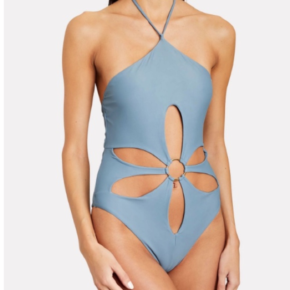 Cult Gaia cutout blue one piece